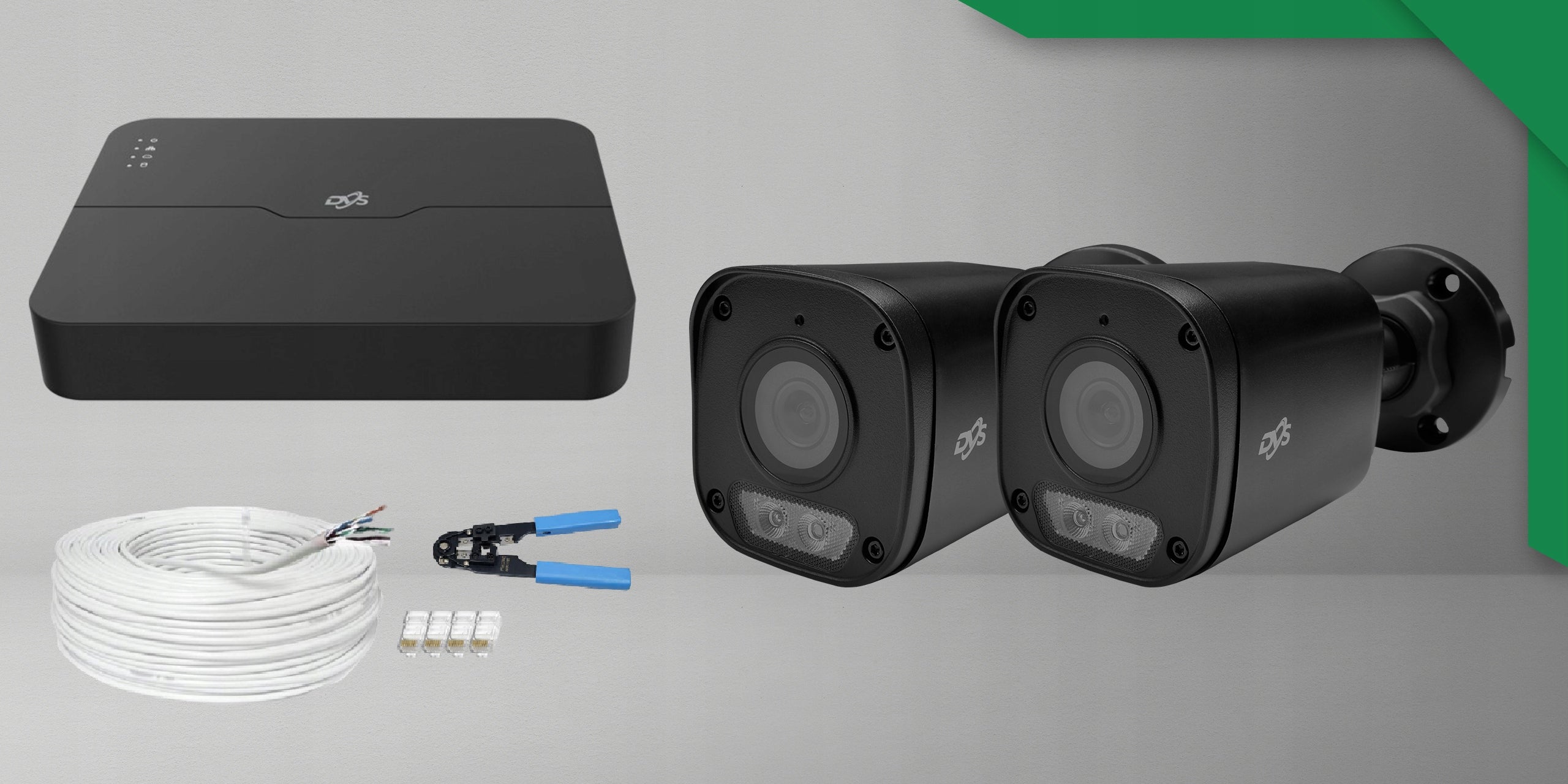 HOME SURVEILLANCE KIT 2 IP PoE CAMERAS 8MPX 4K BLACK EXTERNAL Packaging status original