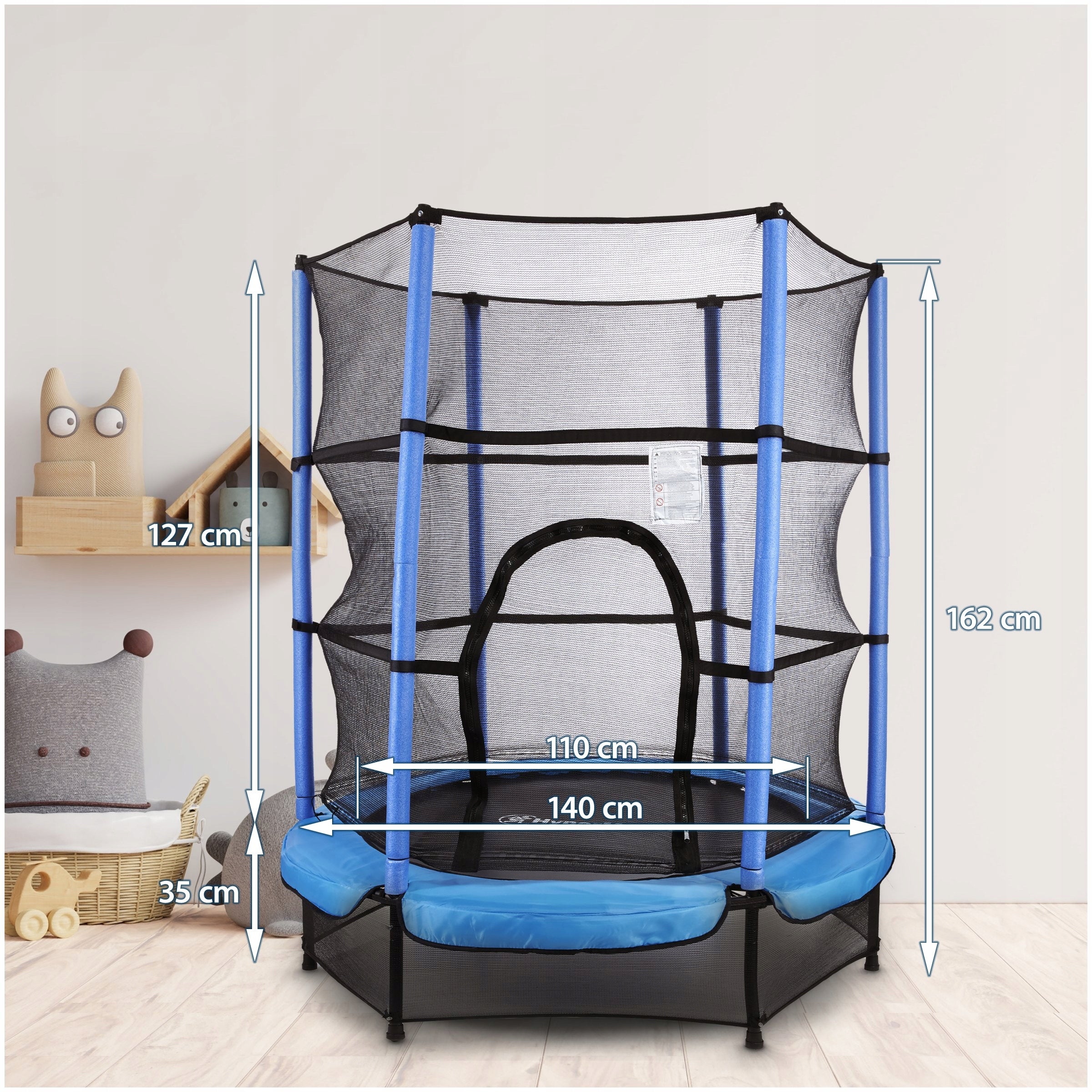 HOME TRAMPOLINE 140 CM WITH NET FOR CHILDREN 3-6L Height from ground level 35 cm