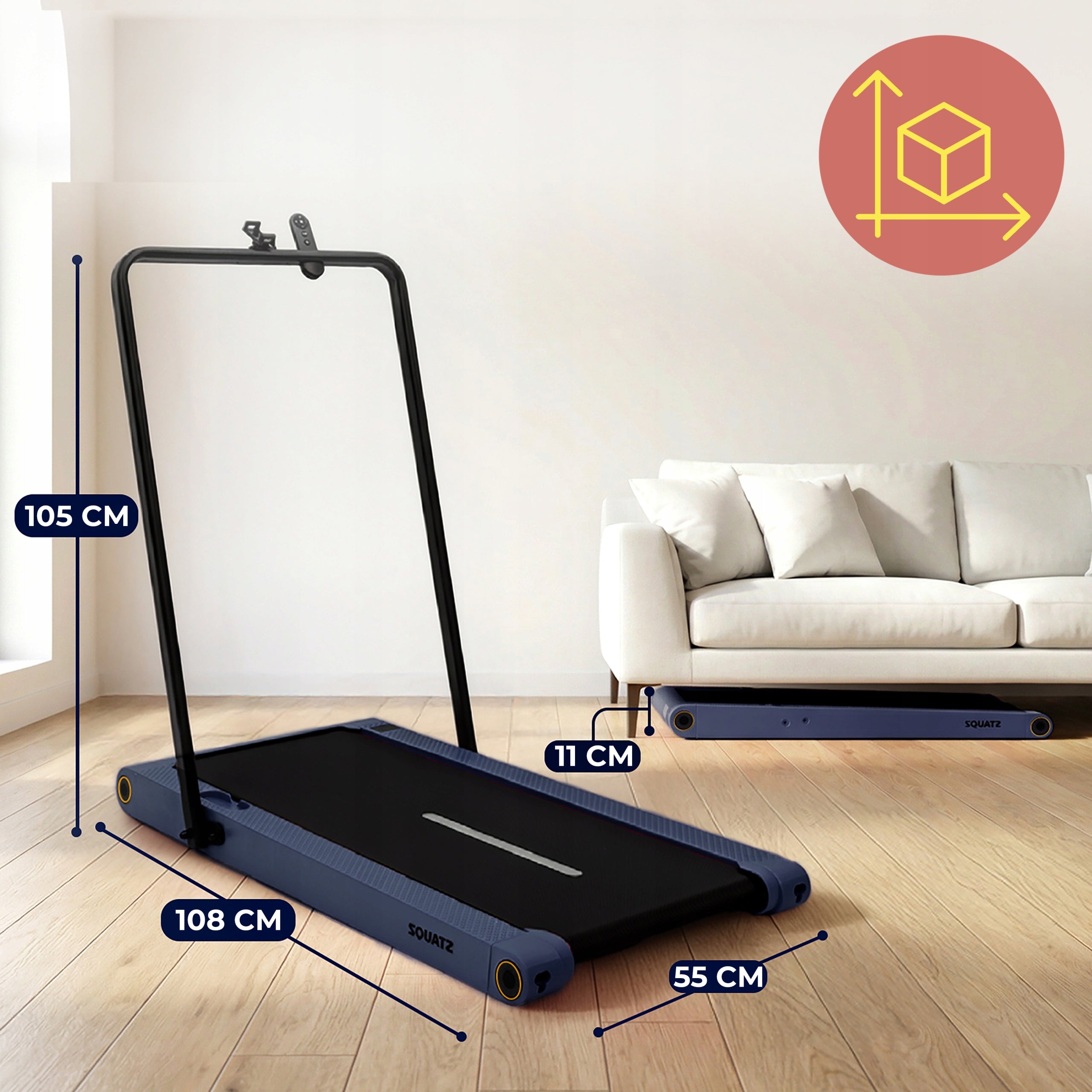 HOME TREADMILL ELECTRIC FOLDING VIBRATION FUNCTION WALKING PAD NAVY BLUE Kind electric