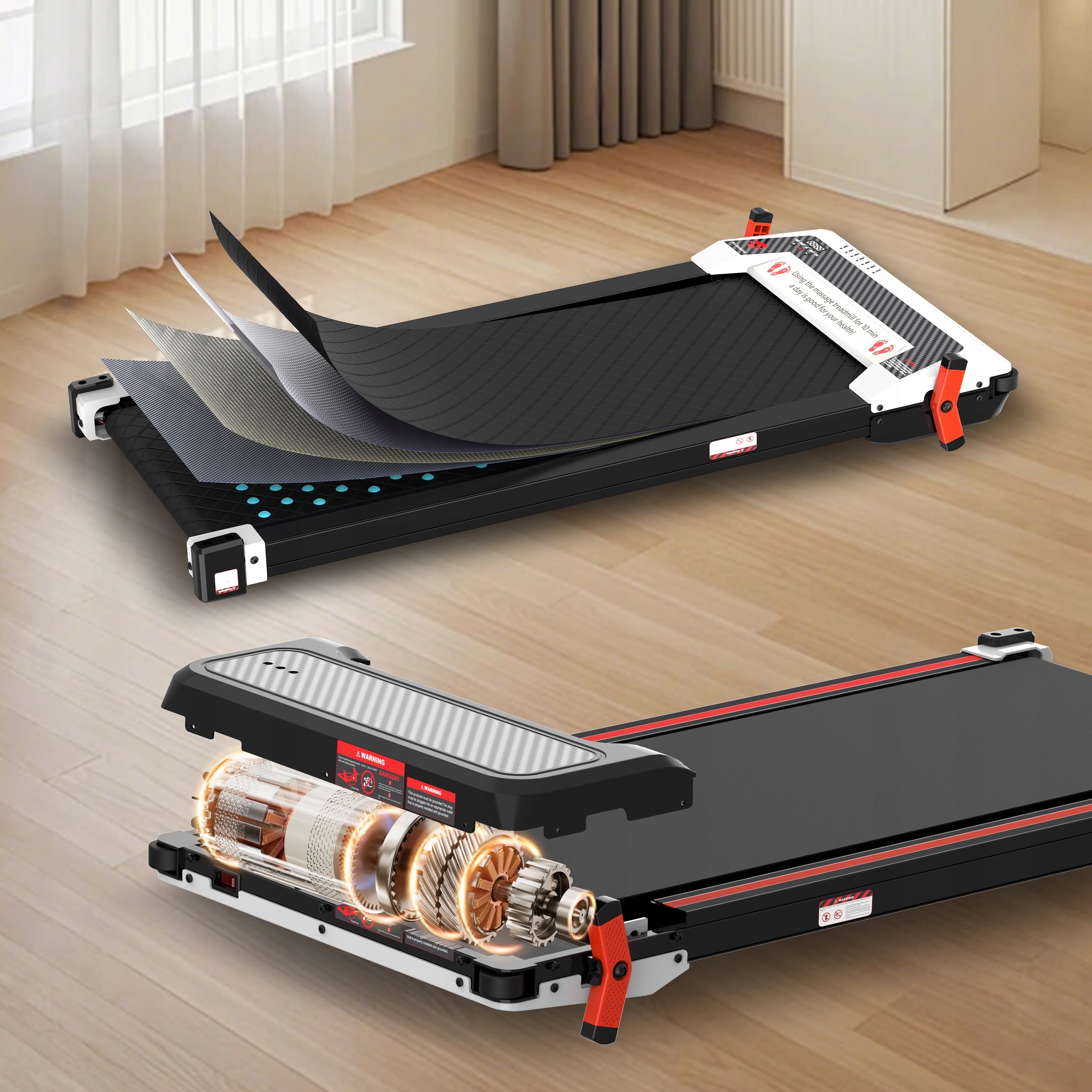 HOME TREADMILL ELECTRIC SLIM FOOT MASSAGE 3in1 WALKINGPAD SHOCK ABSORPTION Measurements training duration distance speed burned calories