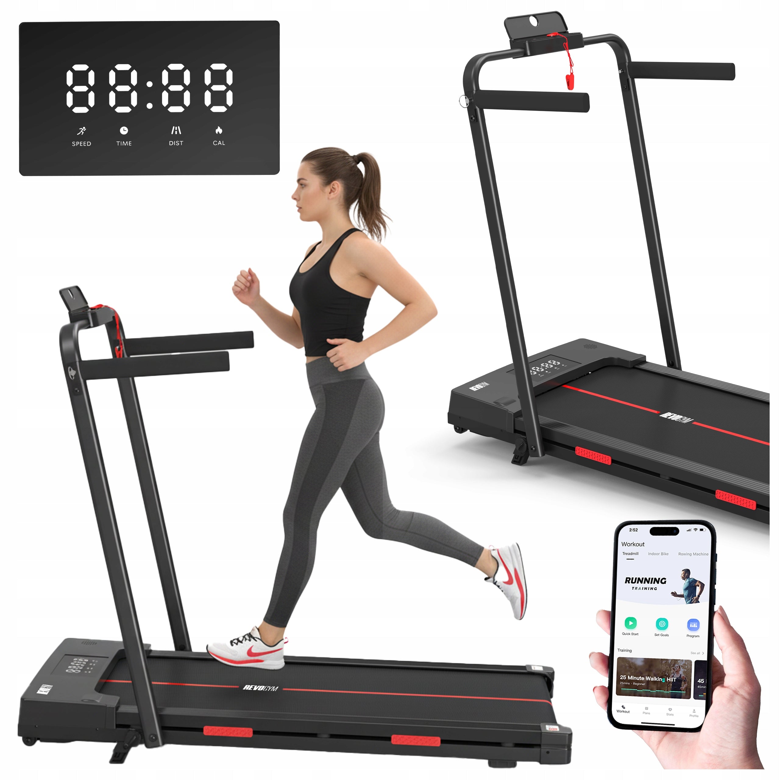 HOME TREADMILL ELECTRIC TRAINING FOLDING RUN 12 KM/H 120 KG BLUETOOTH