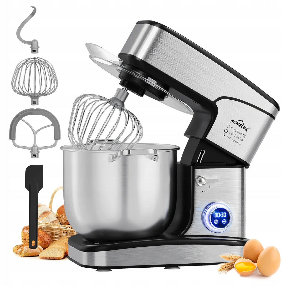 HOMELUX 2800 W food processor with XXL 16L bowl and digital control