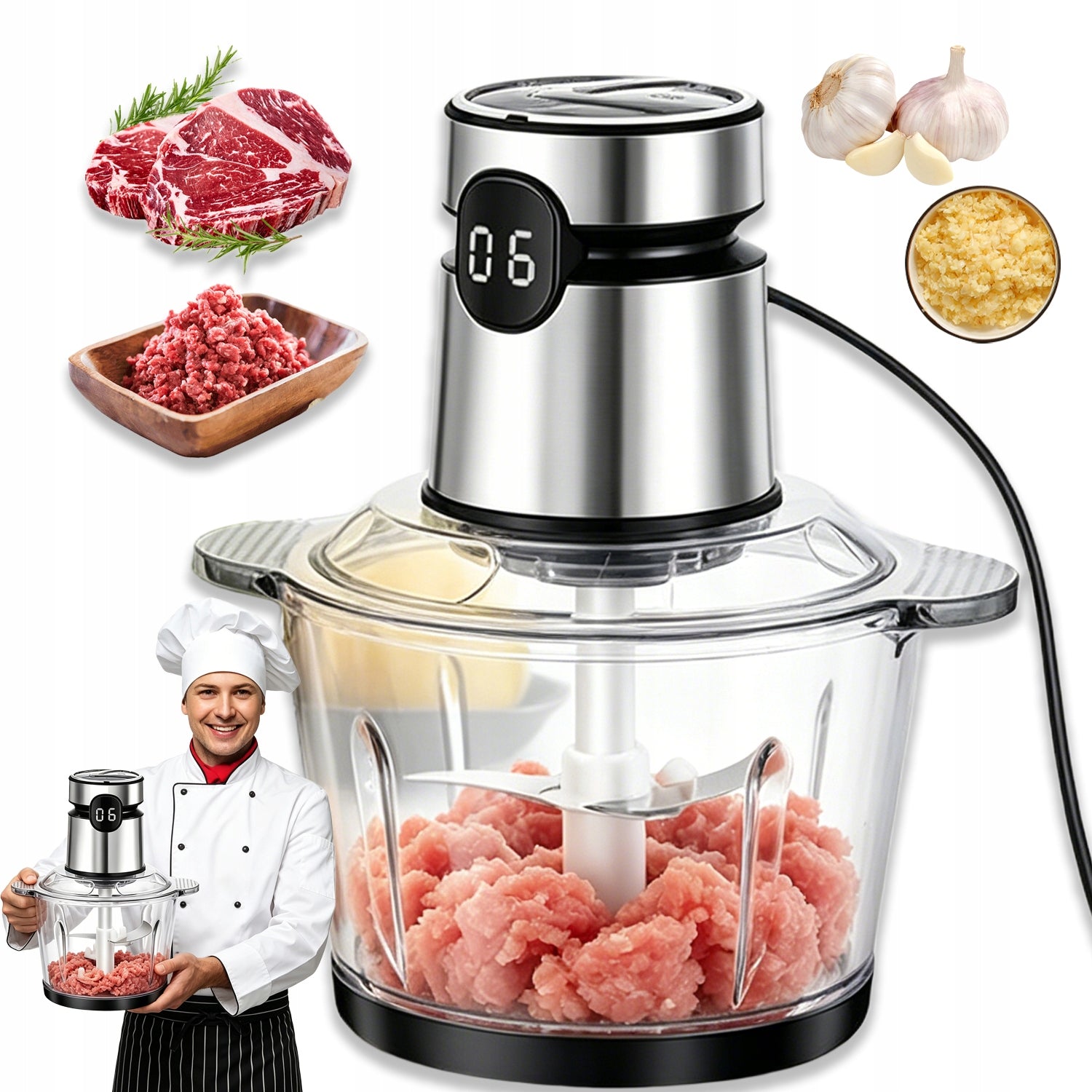 HOMEMADE ELECTRIC MEAT GRINDER 200W 304 STAINLESS STEEL