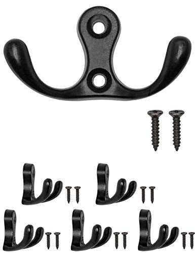 HOOK DOUBLE ANTIQUE CAST IRON BLACK SET OF 5 PCS TOWELS for home Brand no brand