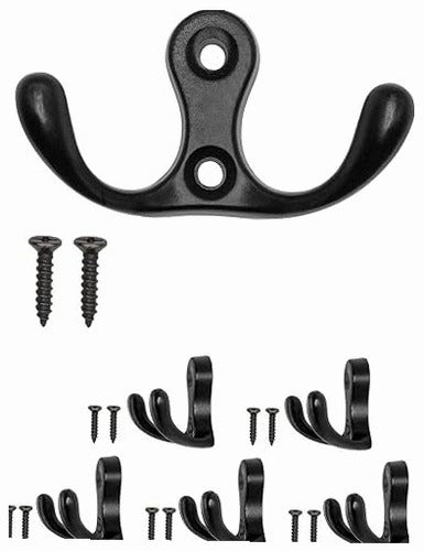 HOOK DOUBLE ANTIQUE CAST IRON BLACK SET OF 5 PCS TOWELS for home