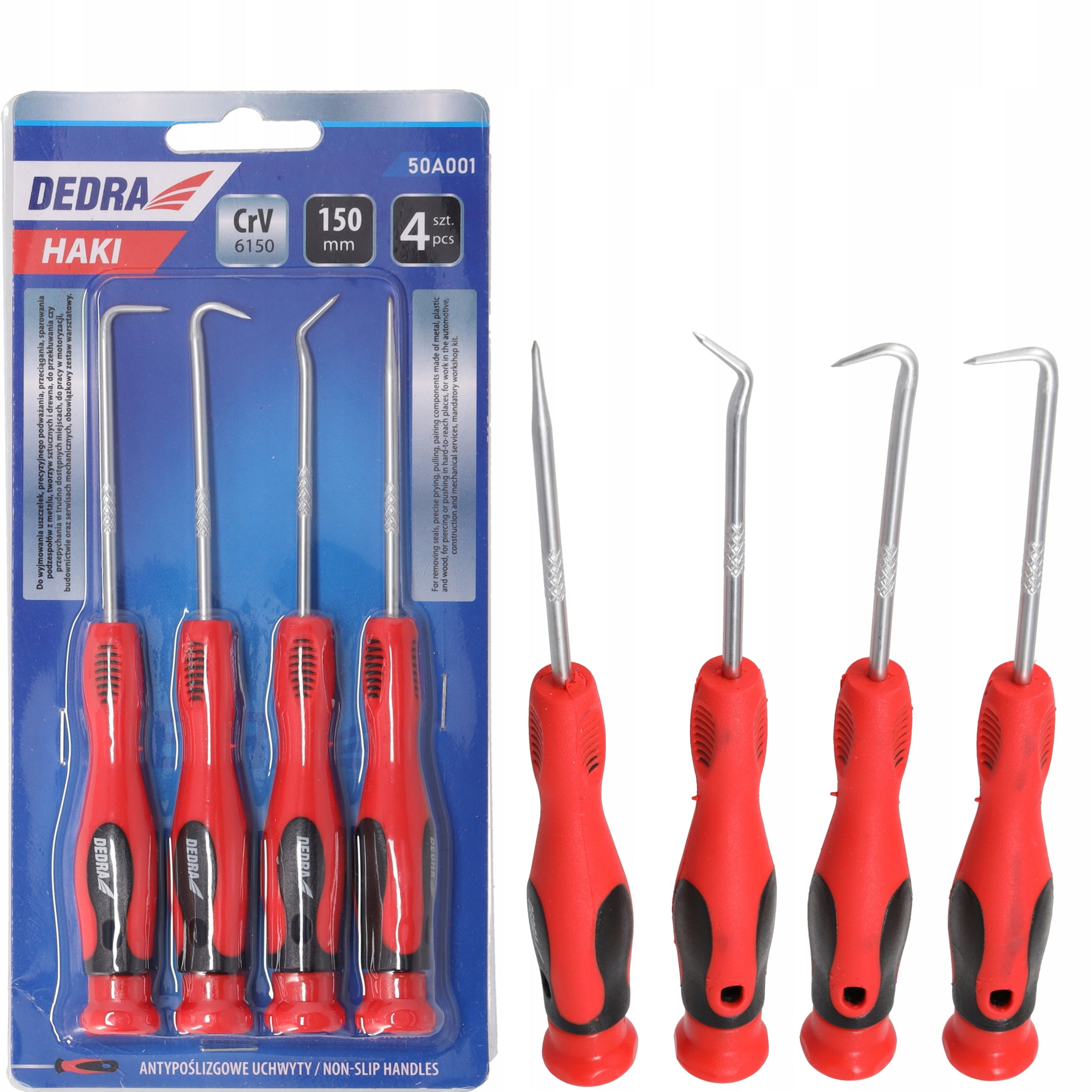HOOK SET DEDRA Hooks with handle 4 pieces 150 mm Precision