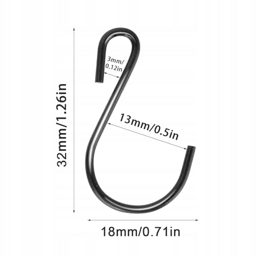 HOOKS S BLACK FOR HANGING 3 2 CM STAINLESS STEEL SET OF 50 Manufacturer code Bez marki