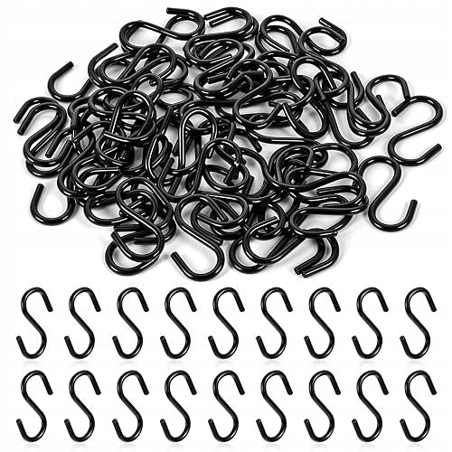 HOOKS S BLACK STEEL FOR HANGING 60 PIECES 2 5 CM ORGANIZE METAL