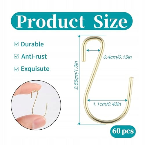 HOOKS S METAL FOR HANGING DECORATION ORGANIZATION 60 PIECES METAL Manufacturer code Bez marki