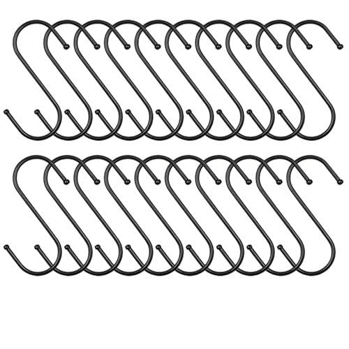 HOOKS S SHAPED STEEL BLACK FOR HANGING SET OF 20 PCS 9 CM Brand no brand