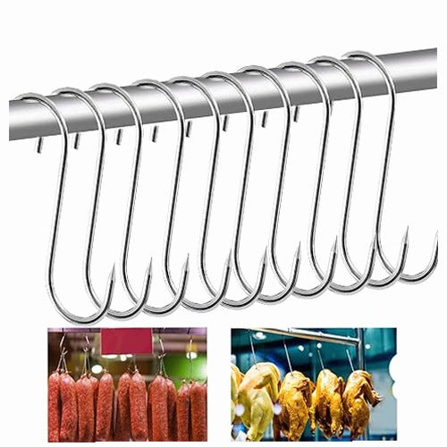 HOOKS S STAINLESS STEEL FOR KITCHEN MEAT 15 PIECES STEEL SET