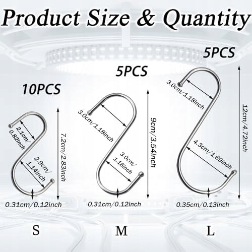 HOOKS S STAINLESS STEEL SILVER FOR BATHROOM KITCHEN 20 PCS. Manufacturer code Bez marki
