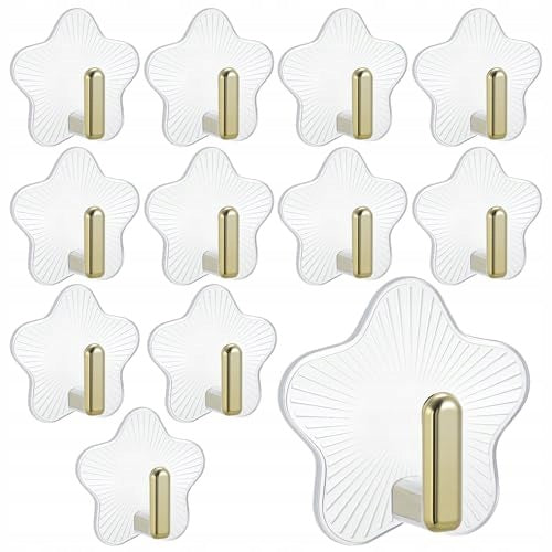 HOOKS SELF-ADHESIVE STAR TRANSPARENT STRONG WITHOUT DRILLING 12 PCS Brand no brand