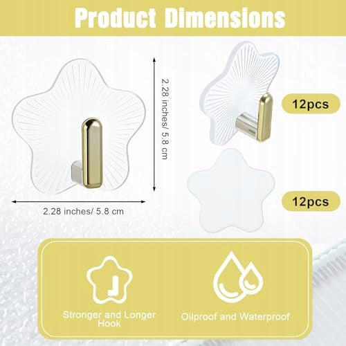 HOOKS SELF-ADHESIVE STAR TRANSPARENT STRONG WITHOUT DRILLING 12 PCS Manufacturer code Bez marki