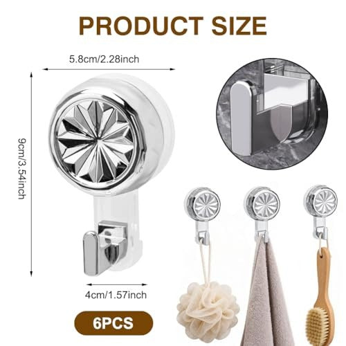HOOKS WALL SUCTION CUPS WITHOUT DRILLING STRONG 10 KG METAL 6 PCS METAL Manufacturer code Producent niezależny