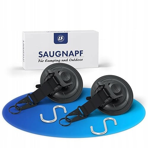 HOOKS WITH SUCTION CUP CARABINER SET OF 2 PCS CAMPING 200 CM for home
