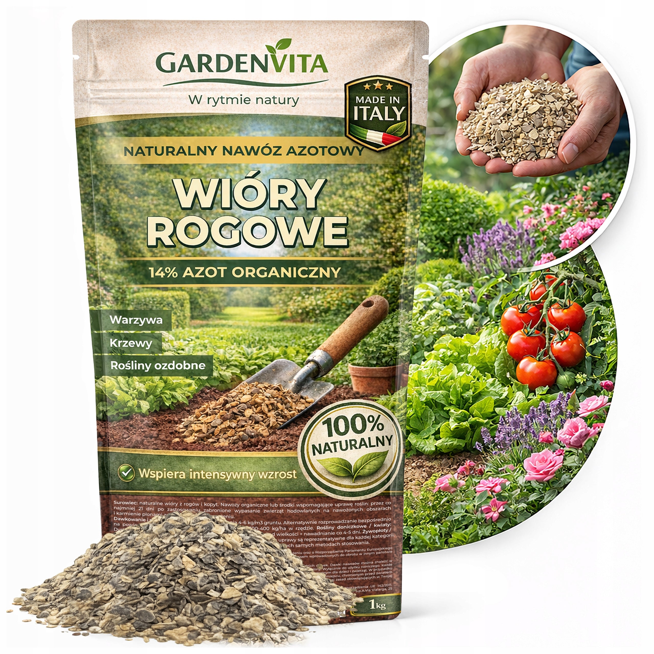 HORN CHIPS NITROGEN FERTILIZER ORGANIC HORN MEAL PREMIUM GARDENVITA 1kg