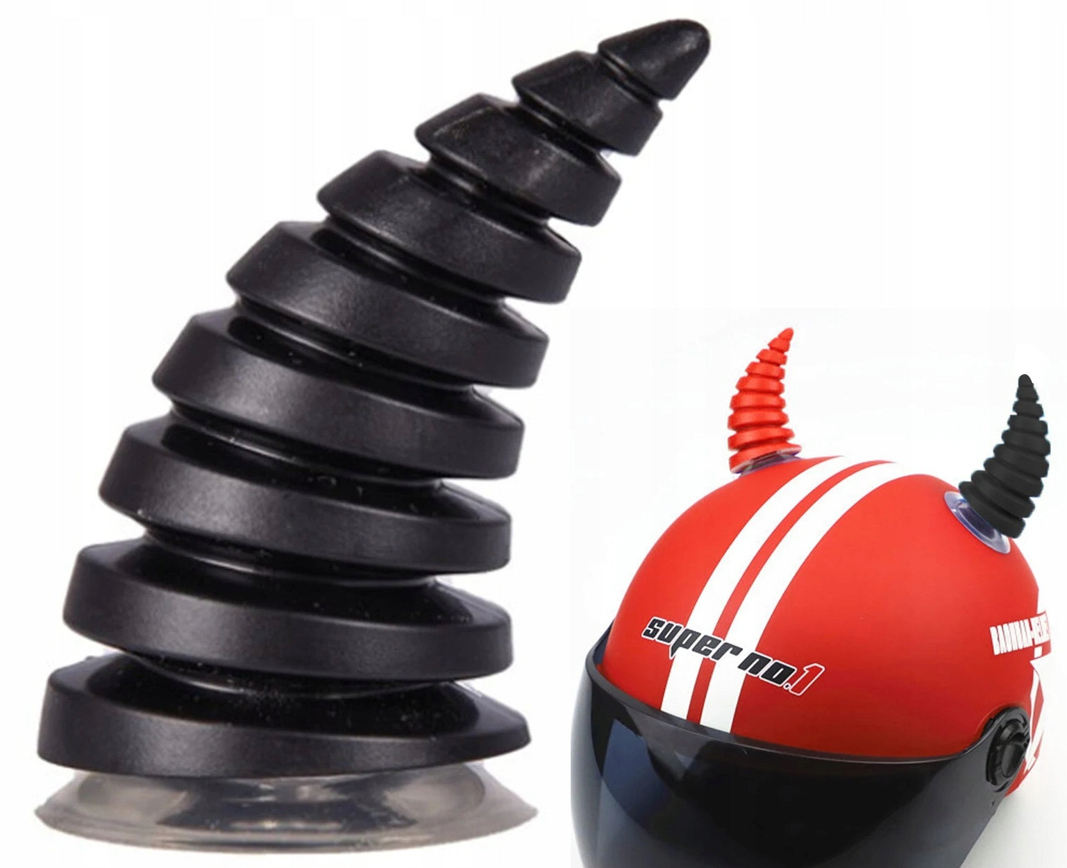 HORNER HELMET HORN DEVIL UNICORN MOhawk ORNAMENT WITH SUCTION CUP + GLUE TAPE