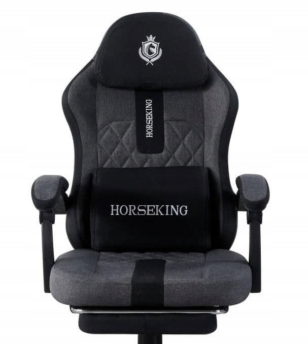 HORSEKING GAMING CHAIR WITH SWIVEL FOOTREST FOR PLAYING CHAIR GREY BLACK Packaging status original