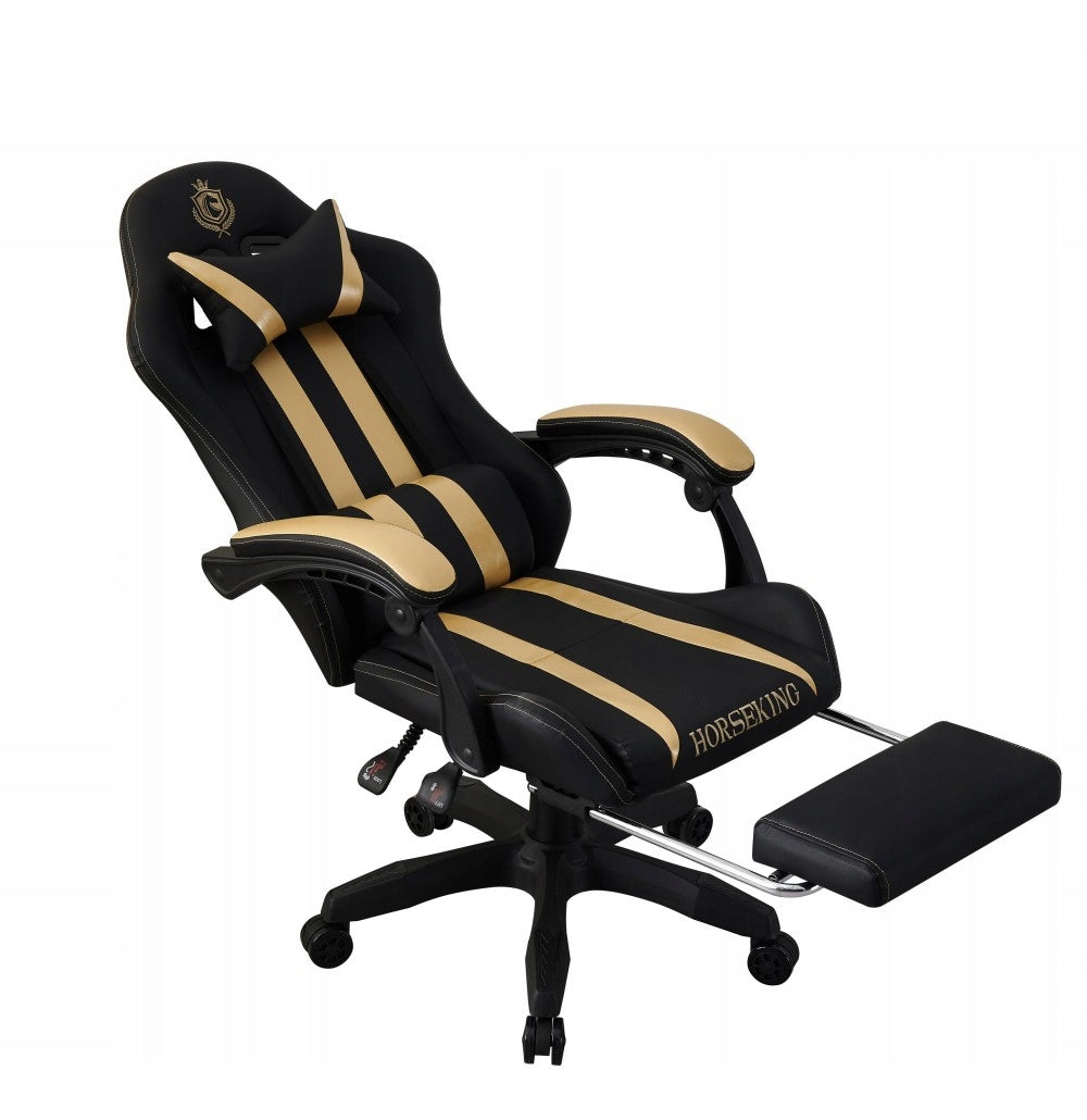 HORSEKING GAMING CHAIR WITH SWIVEL FOOTREST FOR PLAYING CHAIR MS45 GOLD Furniture depth 60 cm