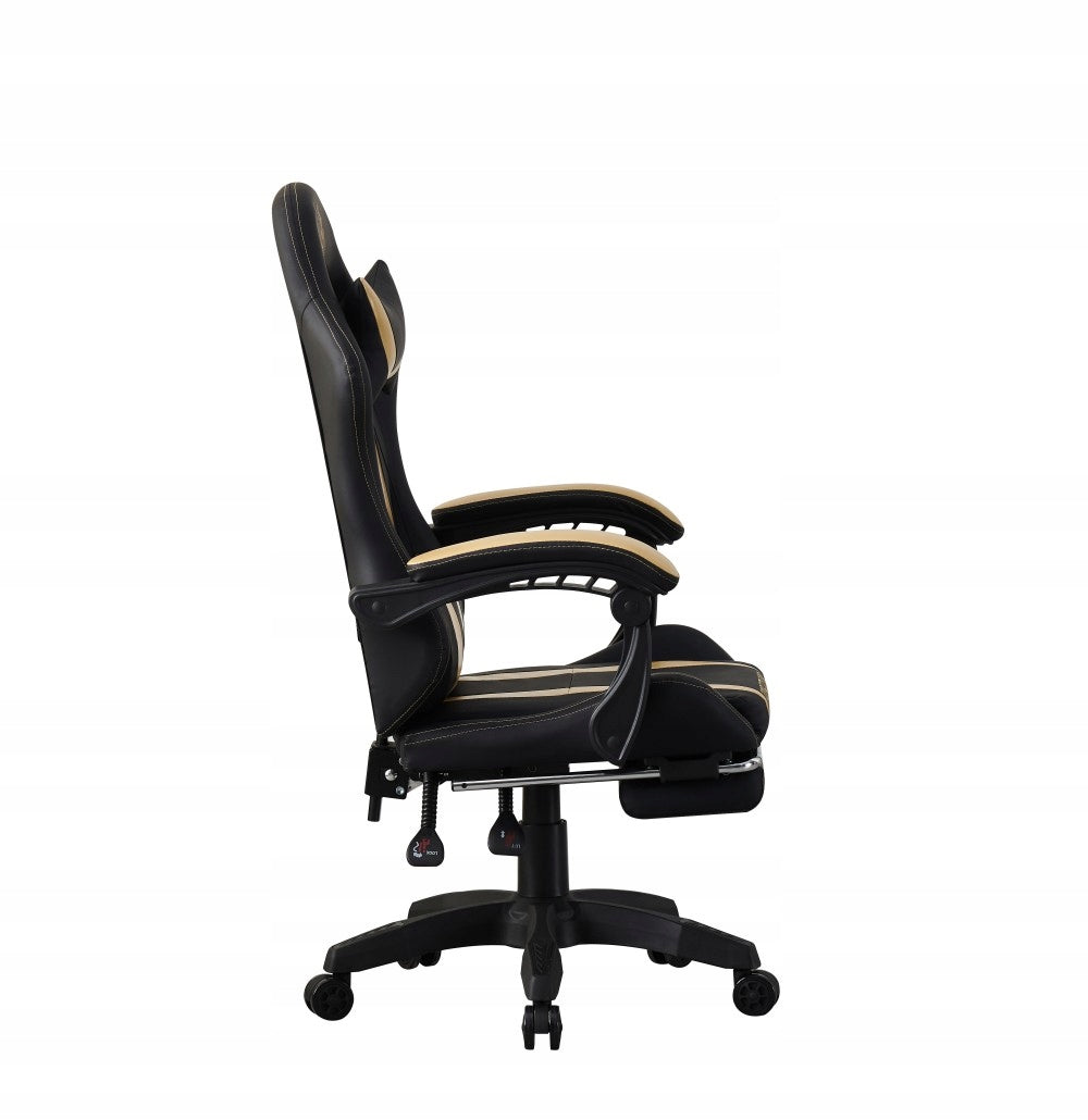 HORSEKING GAMING CHAIR WITH SWIVEL FOOTREST FOR PLAYING CHAIR MS45 GOLD Furniture width 63 cm