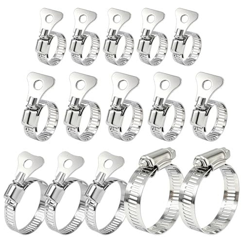 HOSE CLAMPS ADJUSTABLE STAINLESS STEEL SET OF 15 PCS STEEL Brand no brand