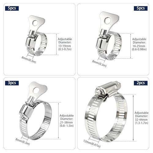 HOSE CLAMPS ADJUSTABLE STAINLESS STEEL SET OF 15 PCS STEEL Manufacturer code SWC5908151286043