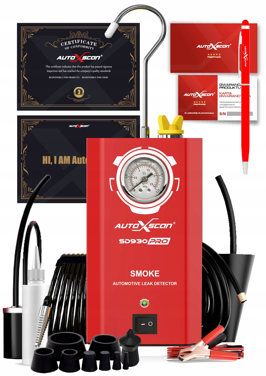 HOSE PIPE TIGHTNESS TESTER SMOKE GENERATOR+corks+ pressure gauge + pump Brand AutoXscan