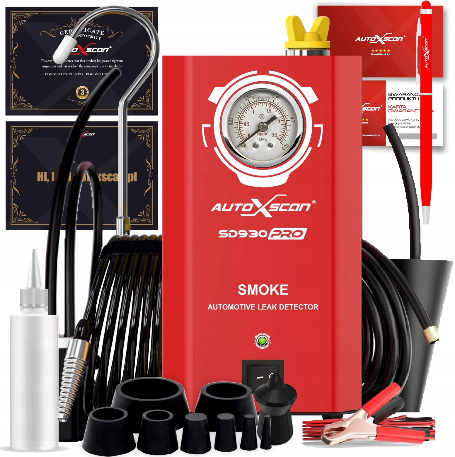HOSE PIPE TIGHTNESS TESTER SMOKE GENERATOR+corks+ pressure gauge + pump