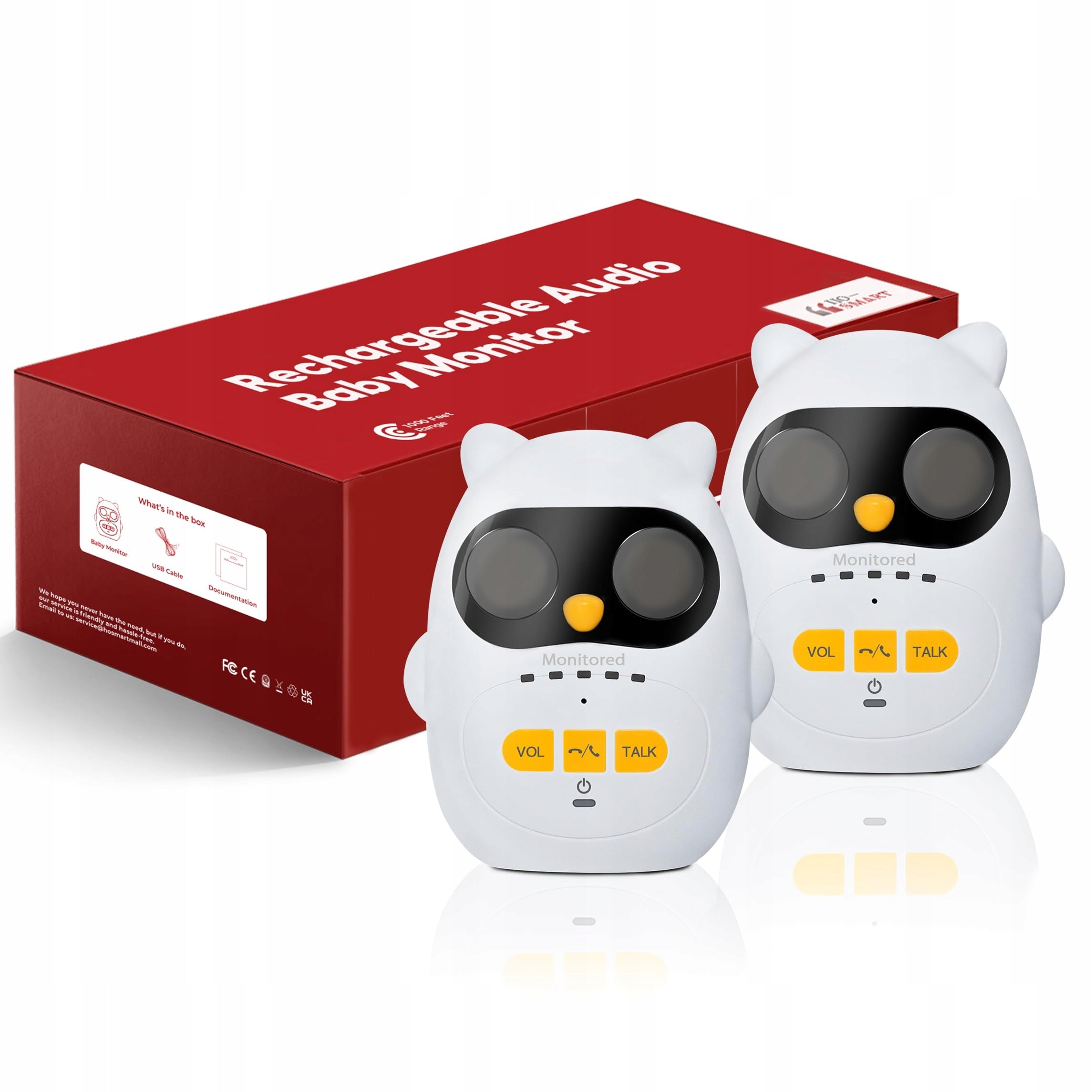 HOSMART Audio Baby Monitor With Rechargeable Intercom 300M For Kids Seniors