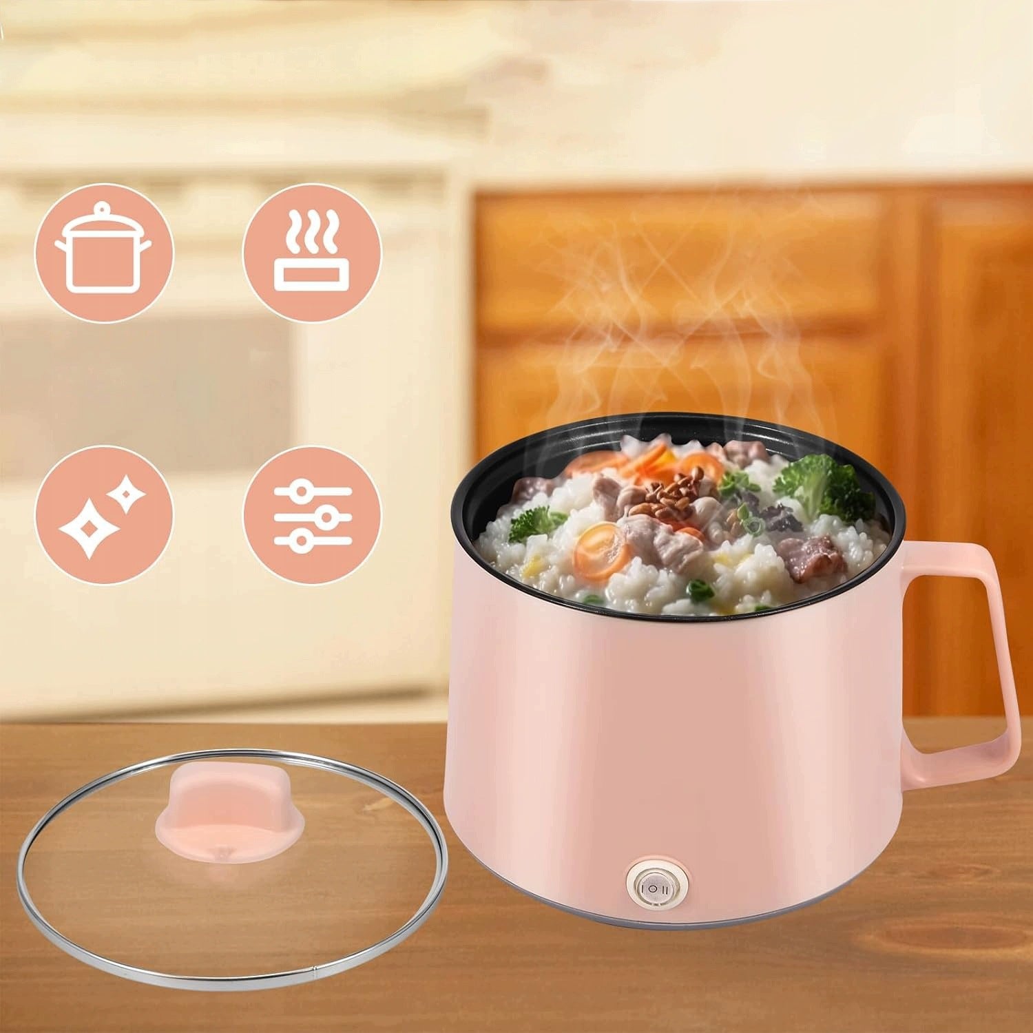 HOT POT ELECTRIC HOTPOT POT WITH STEAMER, 1,7 L, COOKING POT Brand Bedee