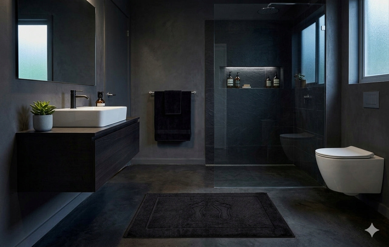HOTEL BATHROOM RUG 50x70 650g BLACK Product width 50 cm