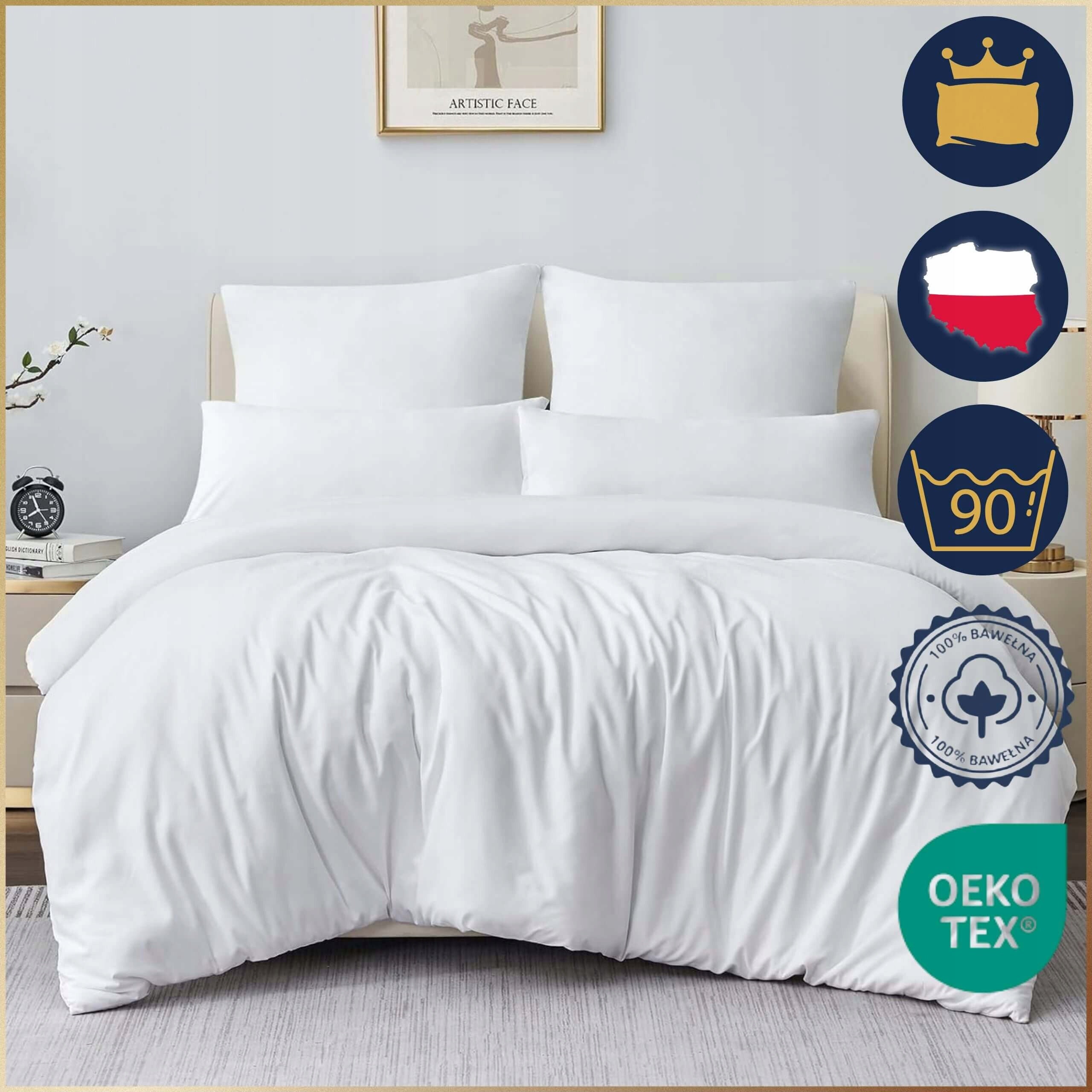 HOTEL BEDDING WHITE 160X200 + 50X70 COMFORTABLE DURABLE 100% COTTON 165G Packaging status original