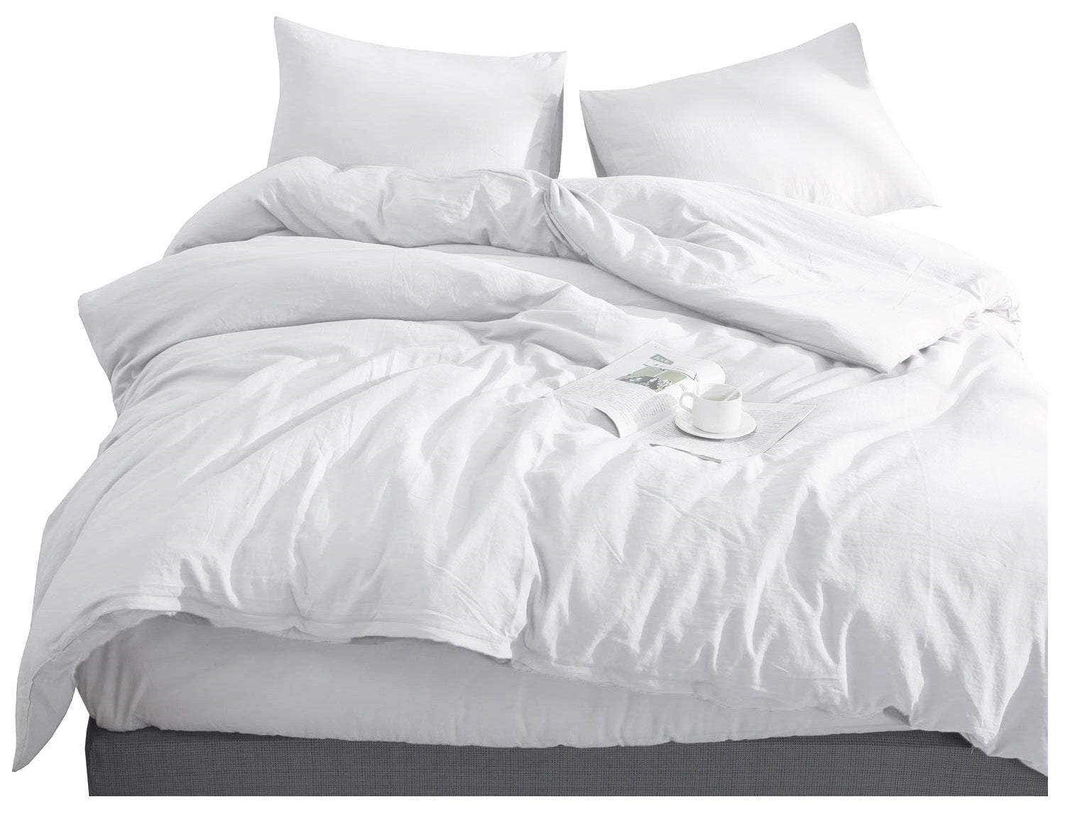 HOTEL BEDDING WHITE 220x200 4 PILLOWCASES 100% COTTON SET OF 5 PARTS