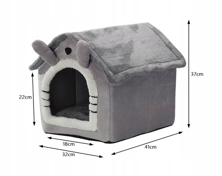 HOUSE with ears for cat dog BED 2in1 M I154 Color gray
