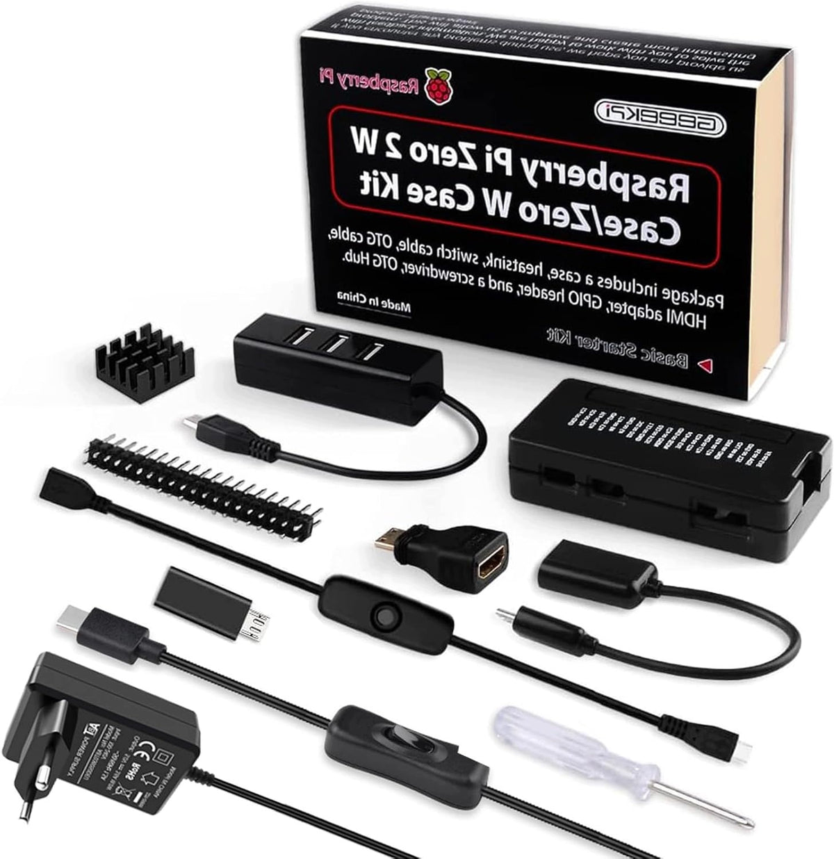 HOUSING SET FOR RASPBERRY PI ZERO 2 W WITH ABS HOUSING AND USB GPIO HUB