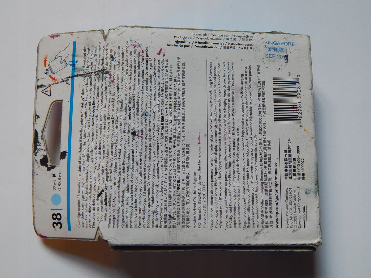 HP 38 C9418A light blue (light cyan) ink Manufacturer code C9418A
