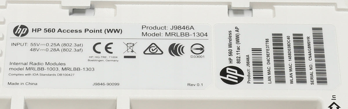 HP Access Point HP 560 J9846A Manufacturer HP