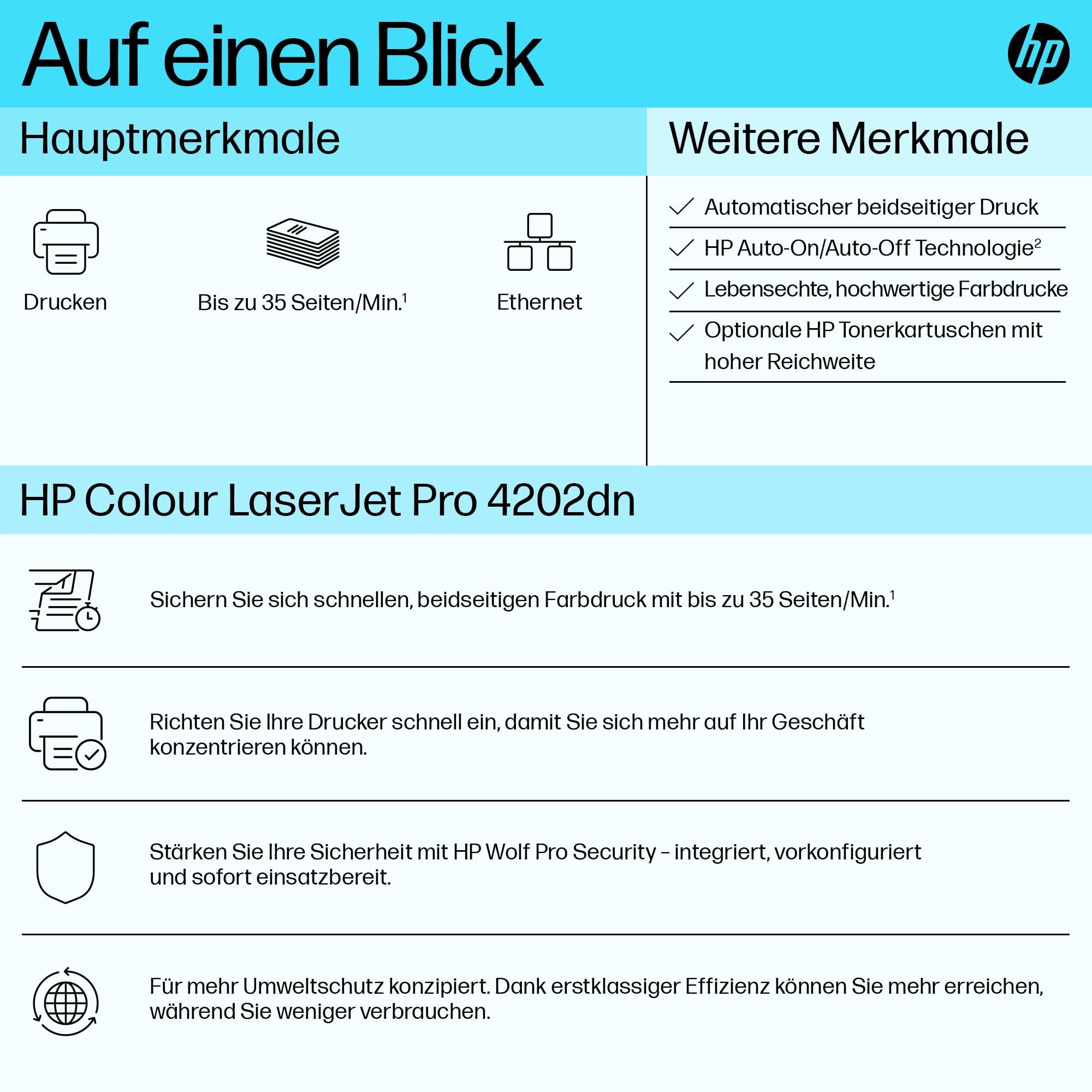 HP Color Laser Printer Pro 4202dn: High Speed Double Sided Printing Manufacturer code Color LaserJet Pro 4202dn