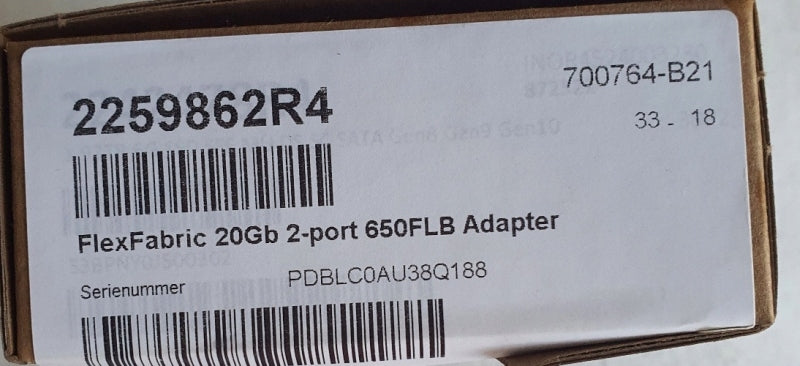 HP FlexFabric 20Gb 2-Port 650FLB Network Adapter Blade Gen 9/10 Packaging status original