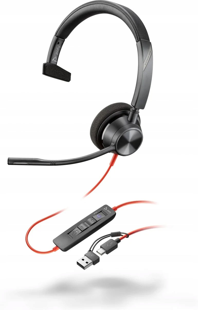 HP Poly Blackwire 3310 Monaural Microsoft Teams Certified USB-C Headset +US