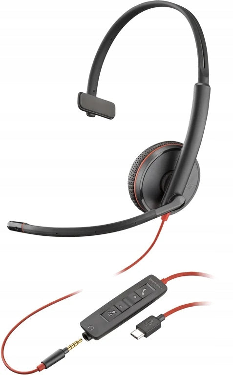 HP Poly Single-Ear Poly Blackwire C3215 Headset + Carrying Case (...