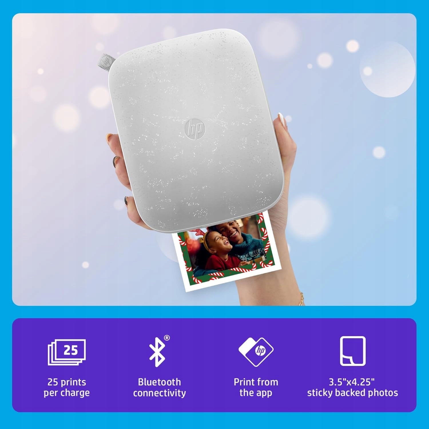 HP Sprocket Instant Photo Printer 3x4 Bluetooth Zink white Brand HP