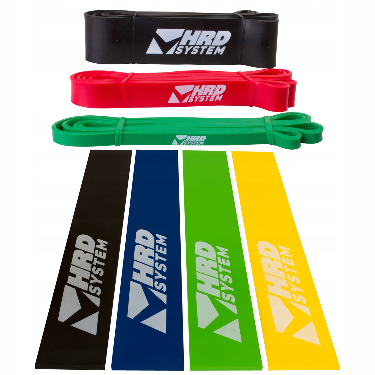 HRD SYSTEM RESISTANCE EXERCISE RUBBER SET OF 7 COLOR RESISTANCE BANDS