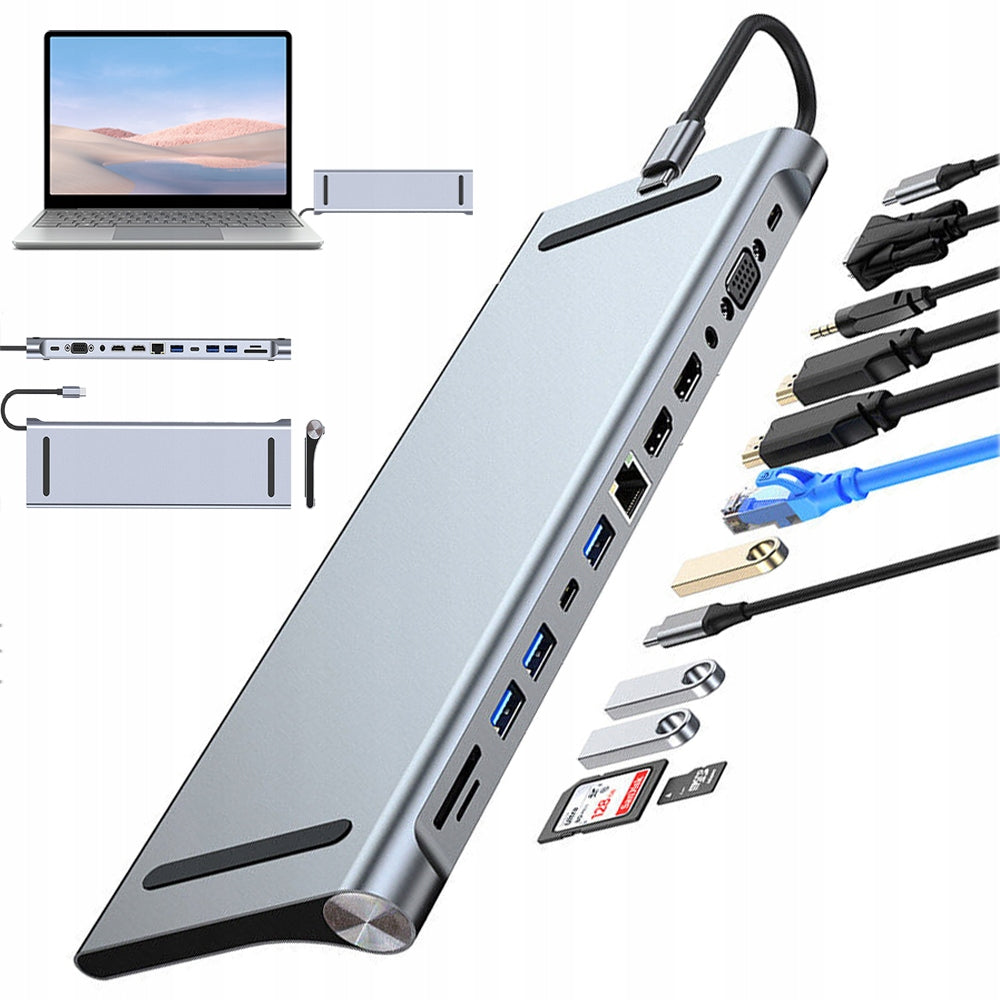 HUB ADAPTER 12IN1 TRIPLE SCREEN USB 3.0 SD TF AUDIO