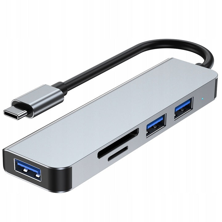 HUB ADAPTER 5IN1 SPLITTER 3X USB 2X CARD READER SD/TF