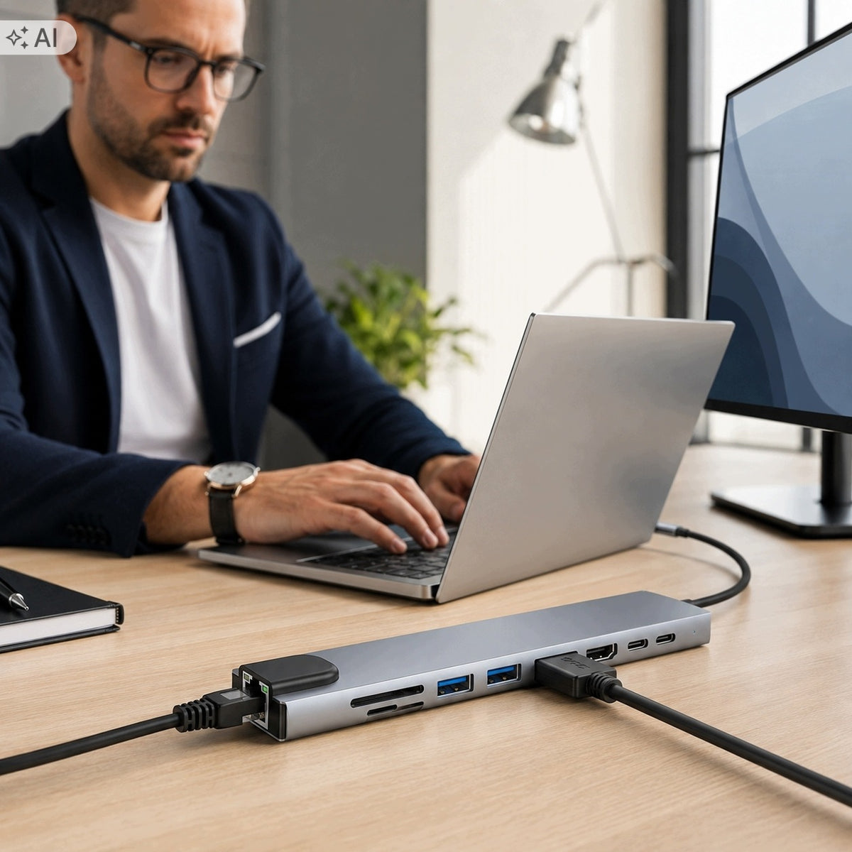 HUB ADAPTER 8IN1 USB-C HDMI STATION 4K 60HZ RJ45 PD 100W SD TF 2X USB-A Packaging status original