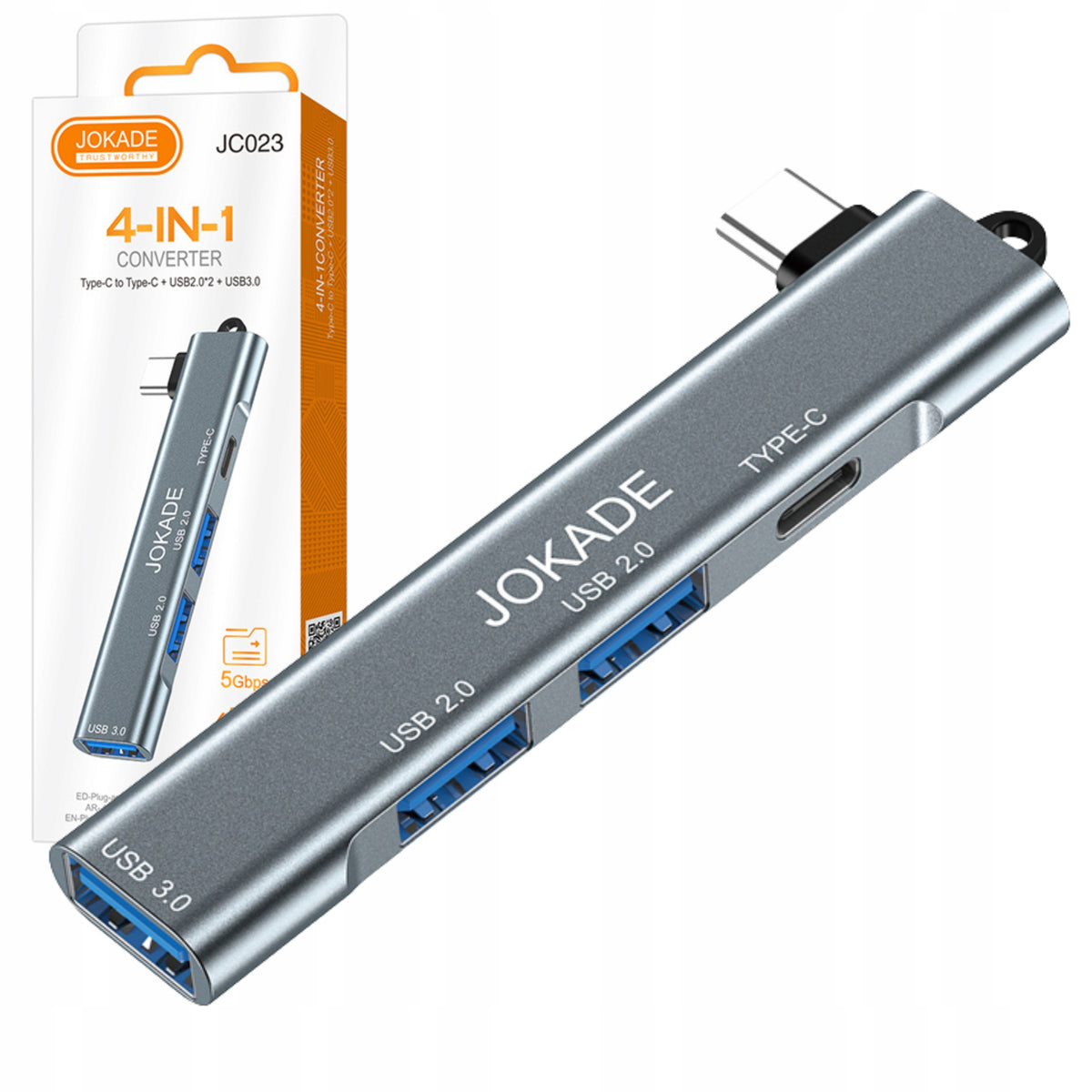 HUB ADAPTER USB-C USB 3.0 Splitter 4in1 for Laptop PC Aluminum JOKADE