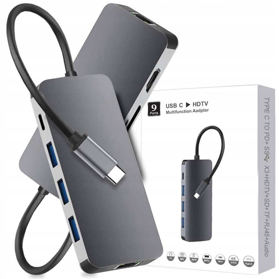 HUB ALOGY 3x USB USB-C RJ45 HDMI 4K for MacBook Pro