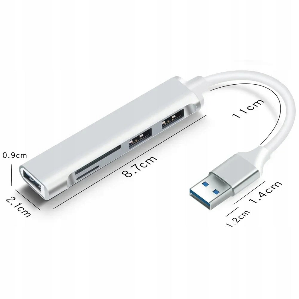 HUB Adapter 5in1 3x USB-A SD Card Reader MicroSD Manufacturer code 5906651721262